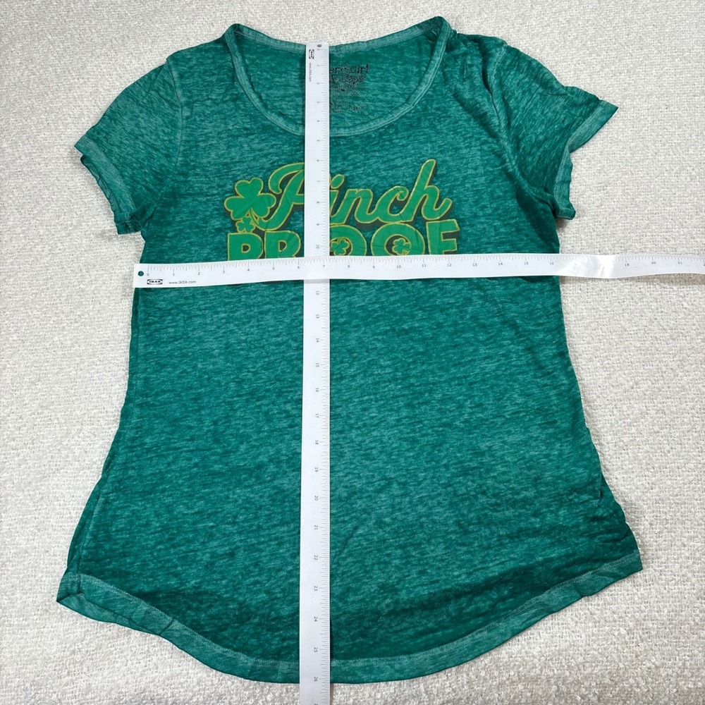 rocker girl green y2k burn out tee shirt top st patricks green pinch proof 2000s - Picture 5 of 6